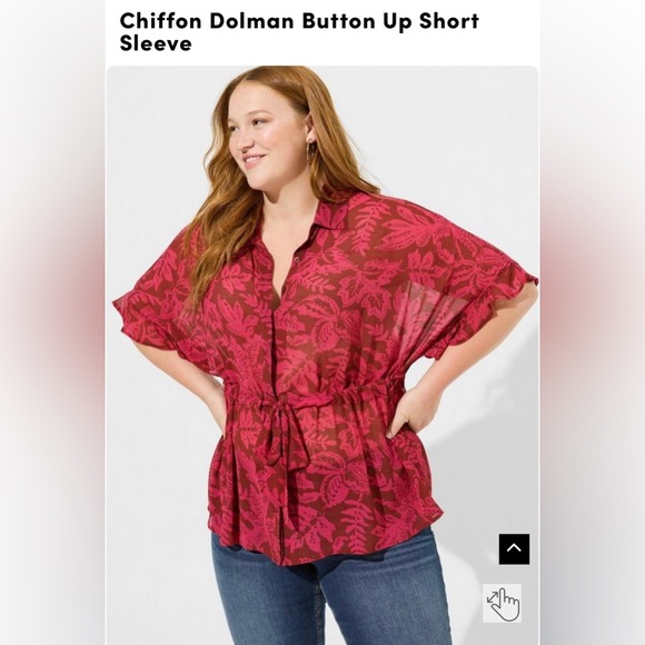 torrid Tops - Torrid chiffon dolman button up short sleeve leaves. Size 00